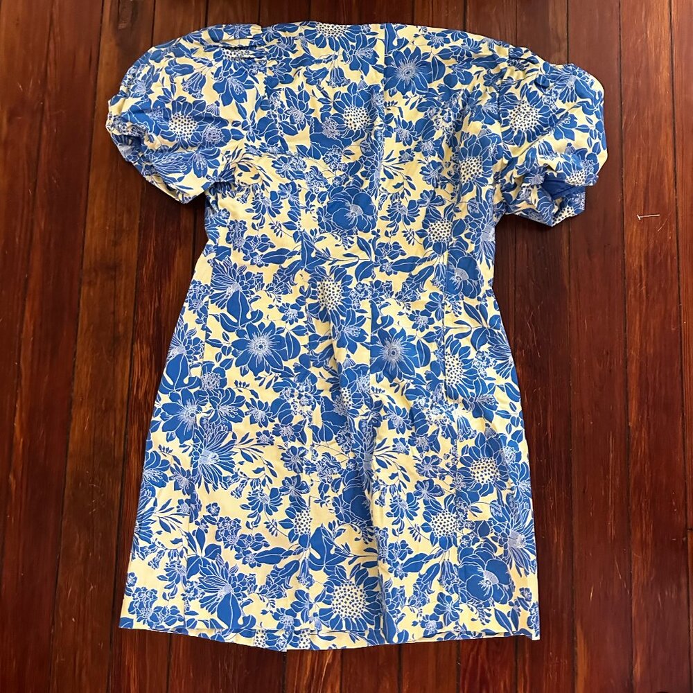 J. Crew Button-front puff-sleeve mini dress in blue floral twill - Picture 5 of 5